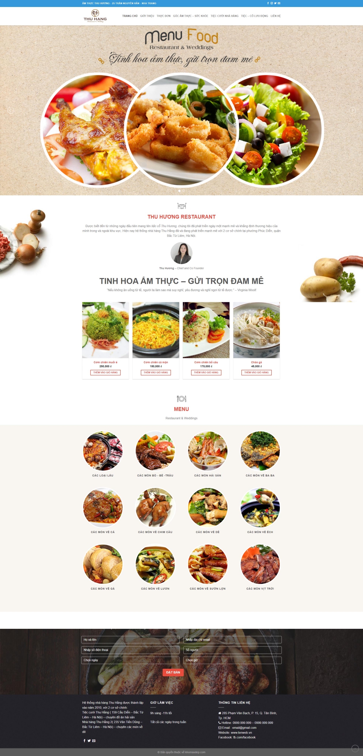 Website nhà hàng NH001